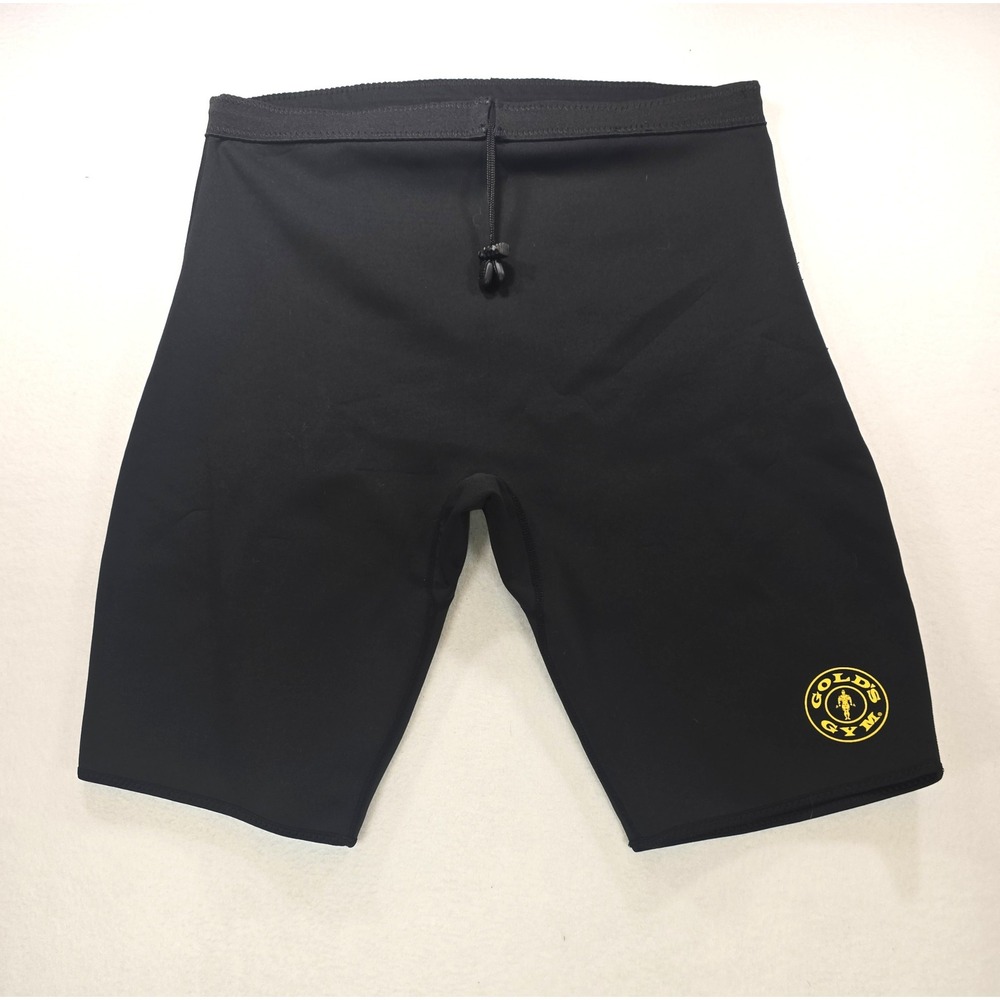Golds Gym Neoprene Sauna Shorts Black Yellow Logo Weight Loss Mens L/XL RN110387